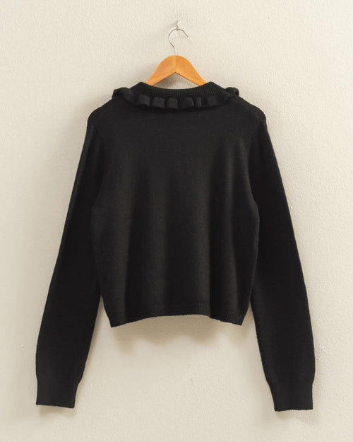 Ruffle Collar Cardigan Sweater