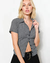 Black Lainey Fitted Plaid Shirt