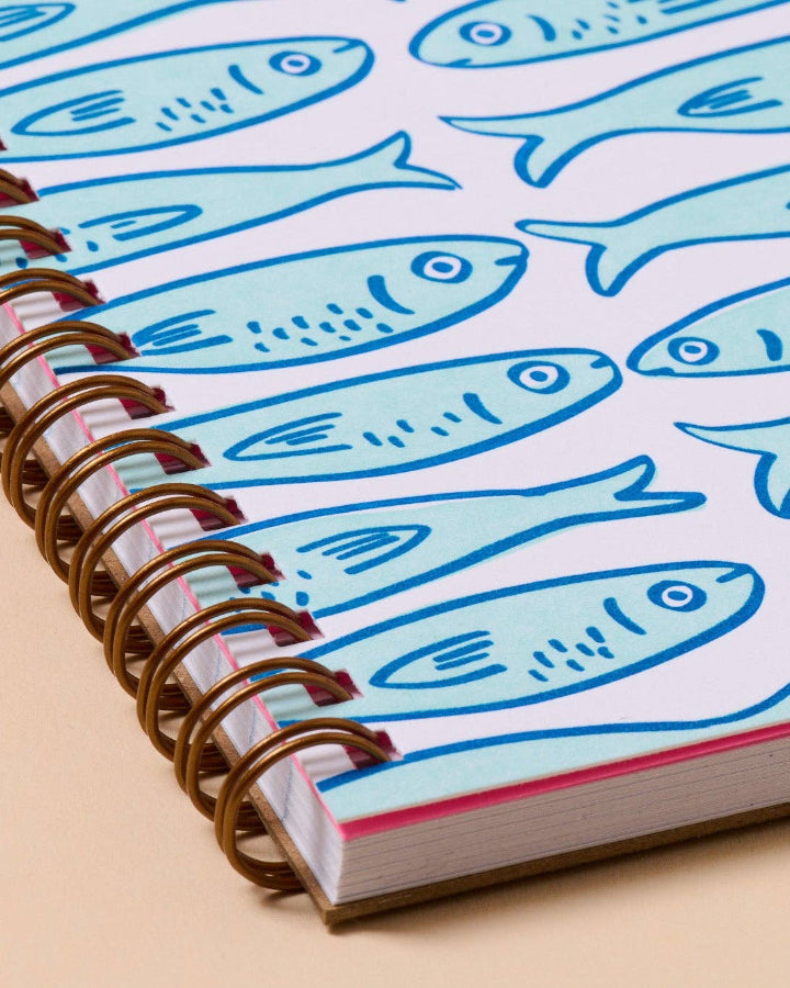 Sardines Lettepress Spiral Notebook