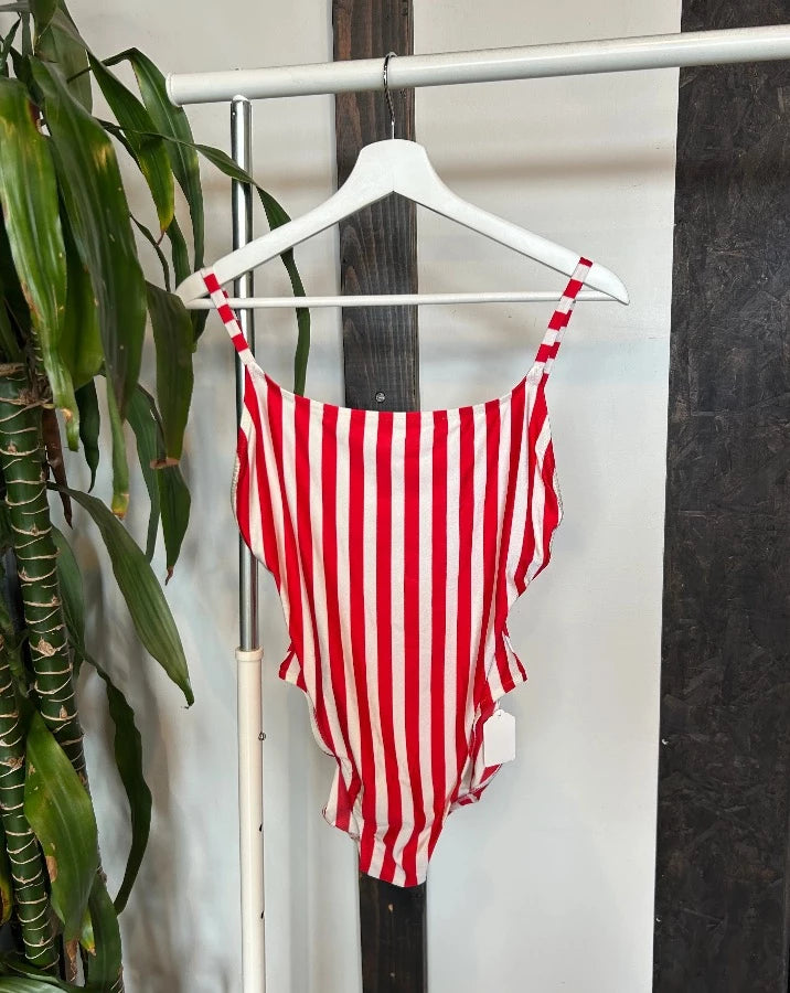 Vintage Red Striped One Piece