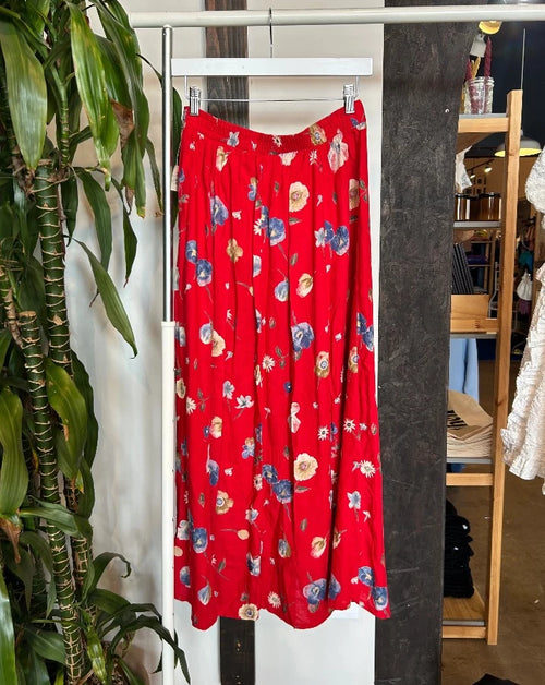 Vintage Floral Button Down Maxi Skirt