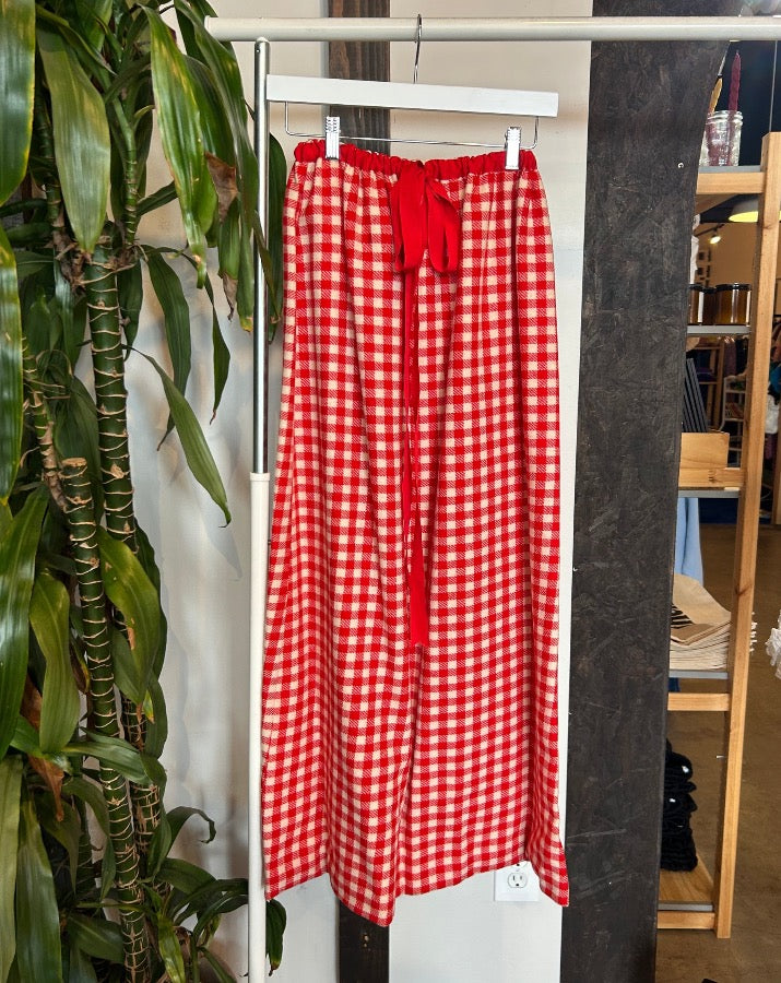 Vintage Red Checkered Knit Skirt