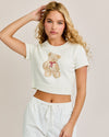 Ivory Short Sleeve Teddy Bear Top