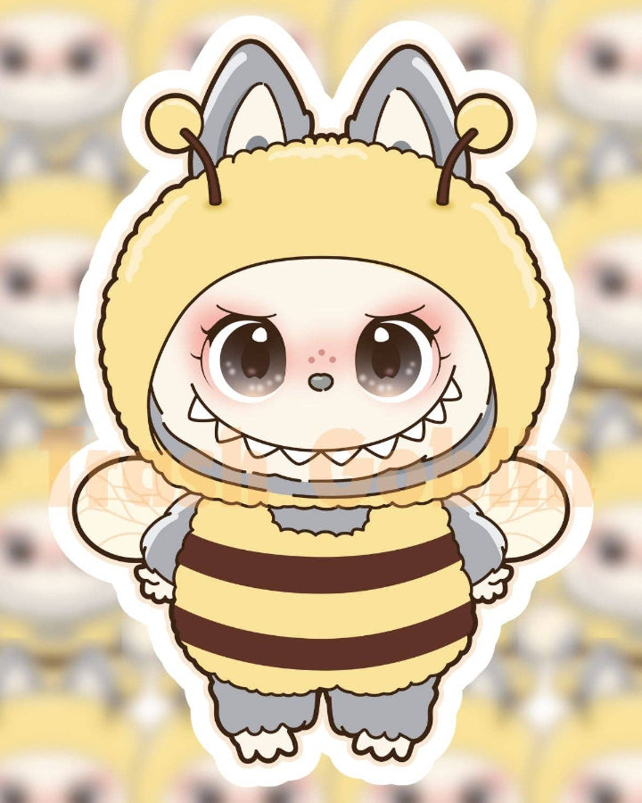 Bumble Bee Labubu Vinyl Sticker