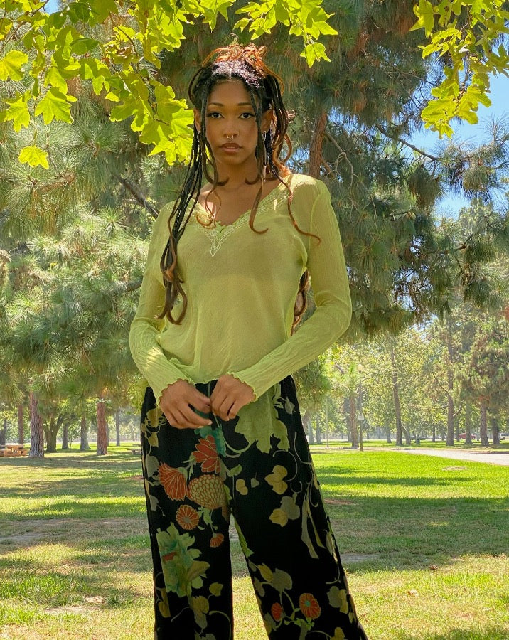 Vintage Moss Asymmetrical Hem Top