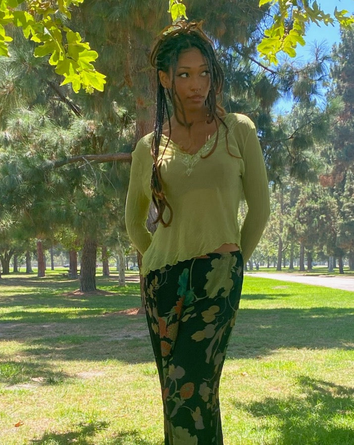 Vintage Moss Asymmetrical Hem Top