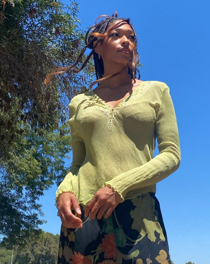Vintage Moss Asymmetrical Hem Top