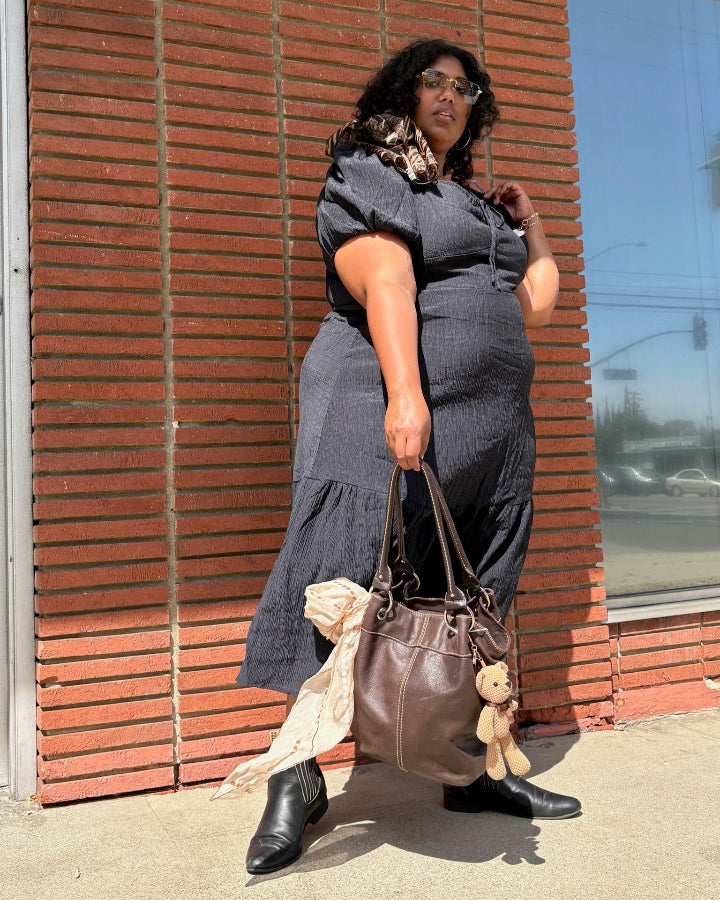 Black Textured Rita Dress