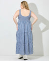 Smocked Blue Gingham Plus Maxi Dress