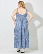Smocked Blue Gingham Plus Maxi Dress