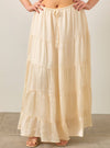 Cream Crinkle Satin Skirt