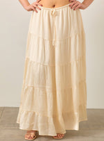 Cream Crinkle Satin Skirt