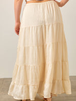 Cream Crinkle Satin Skirt