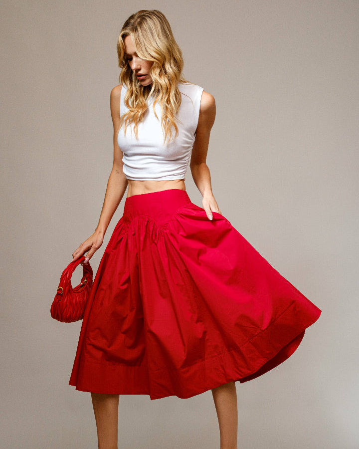 Red Drop Waist Skirt