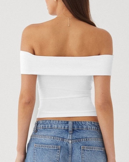Blair White Off Shoulder Cropped Top