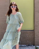Sage Puff Sleeve Dress