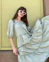 Sage Puff Sleeve Dress