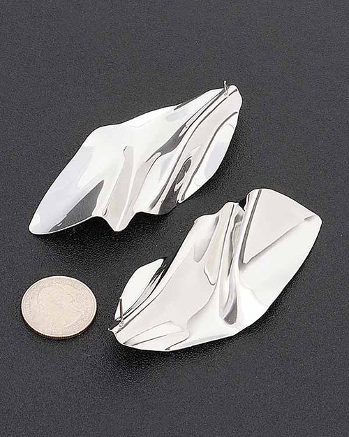 Silver Metal Abstract Earrings