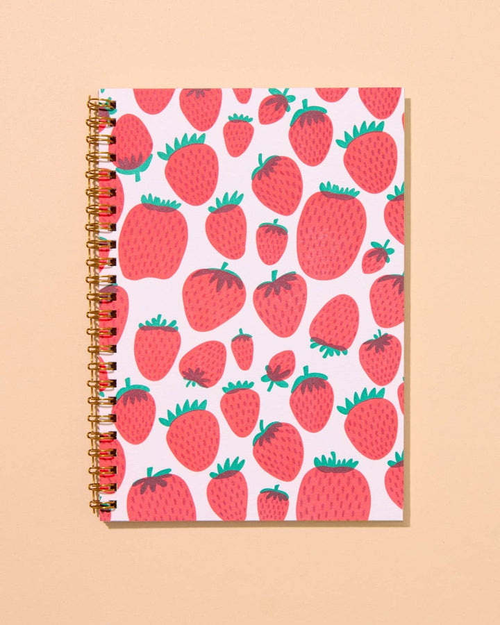 Strawberry Letterpress Spiral Notebook