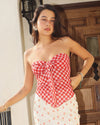 Strawberry Gingham Sweetheart Tie Top