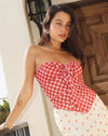 Strawberry Gingham Sweetheart Tie Top