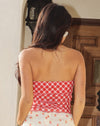 Strawberry Gingham Sweetheart Tie Top