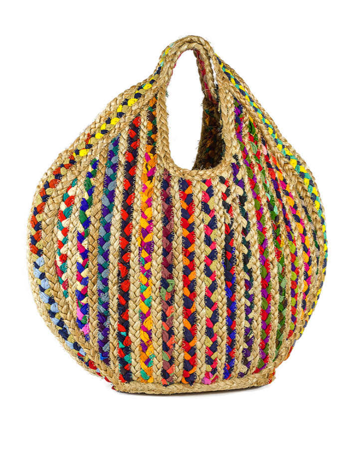 Jute Braided Striped Tote