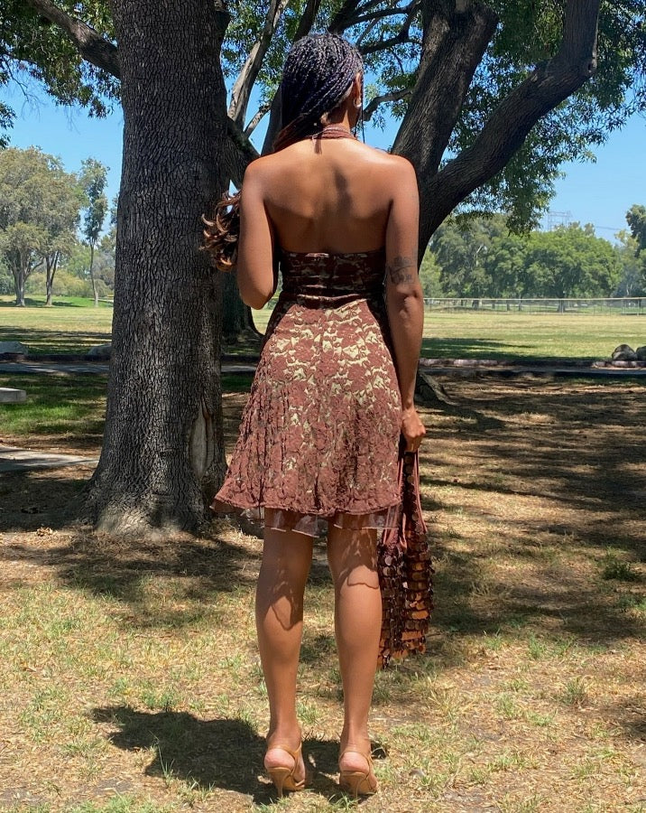 Vintage Brown Lace Dress