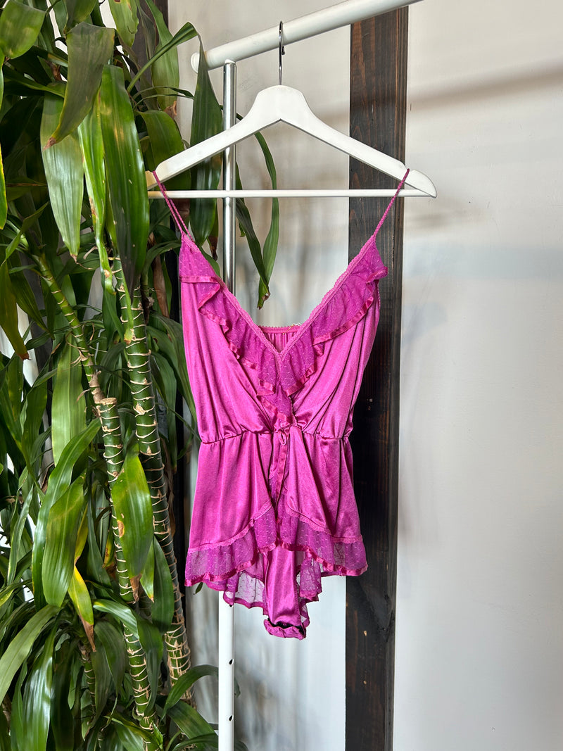 Vintage Fuchsia Ruffle Bodysuit
