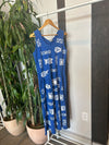 Vintage Blue Aztec Fish Print T-Shirt Dress