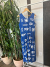 Vintage Blue Aztec Fish Print T-Shirt Dress