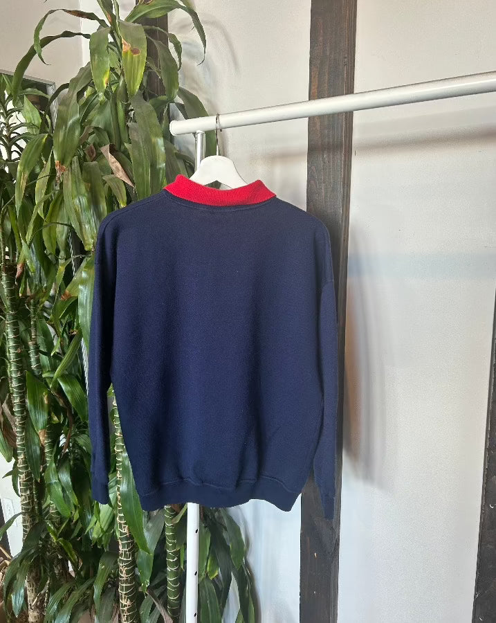 Vintage Collared Embroidered Sweatshirt