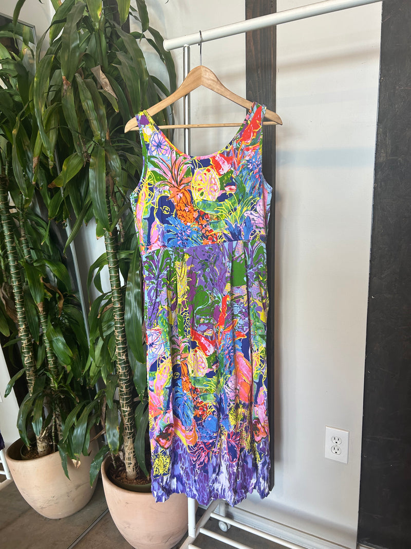 Vintage Fruit and Floral Maxi Tank Dress