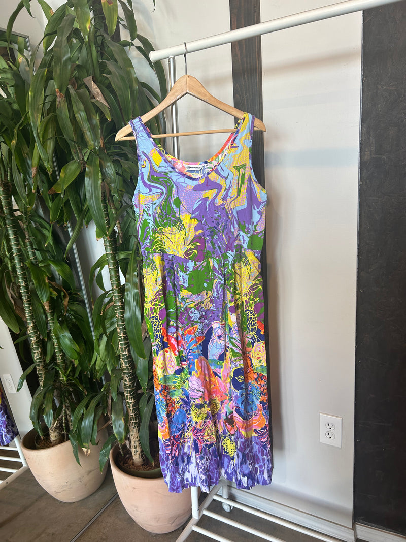 Vintage Fruit and Floral Maxi Tank Dress