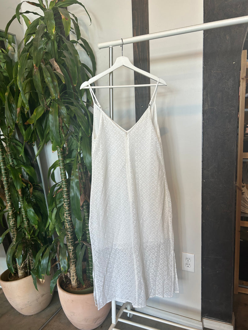Vintage White Sheer Textured Midi Dress