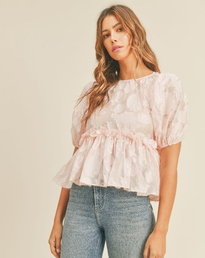 Pink Debbie Puff Sleeve Top