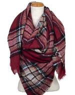 Plaid Burgundy Wrap Scarf