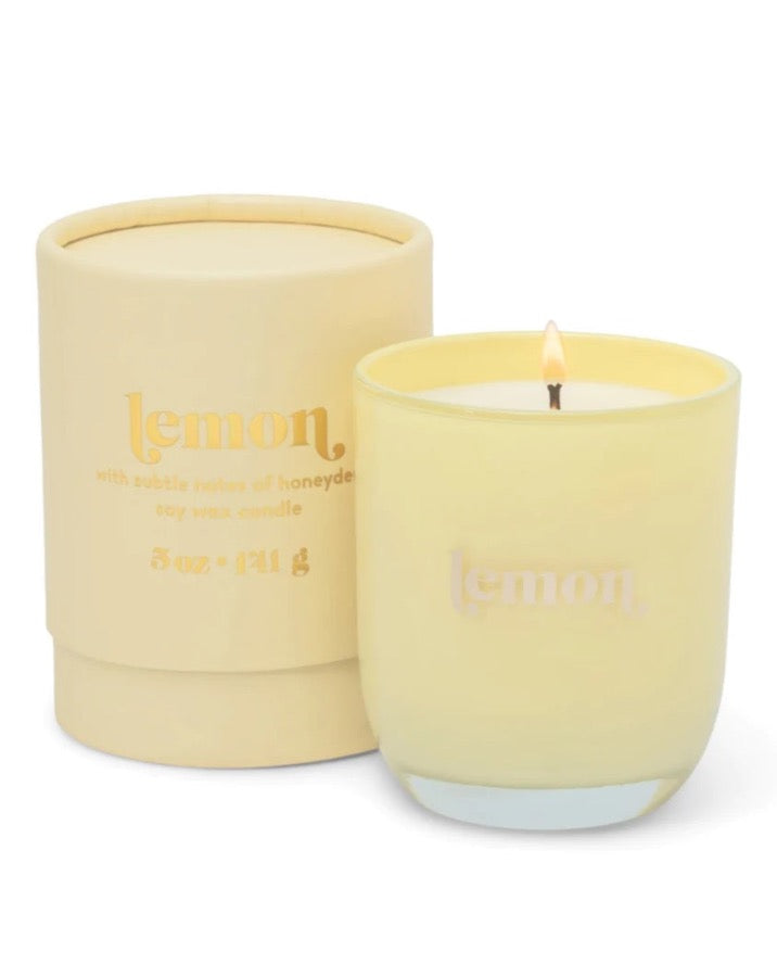 PETITE CANDLE 5 OZ YELLOW OPAQUE GLASS - LEMON