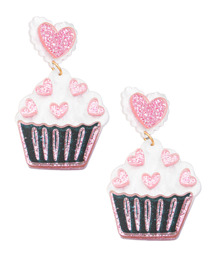 Heart Cupcake Drop Earrings