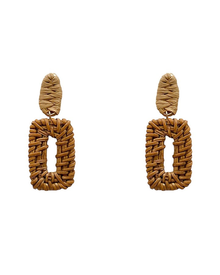 Brown Rattan Earrings