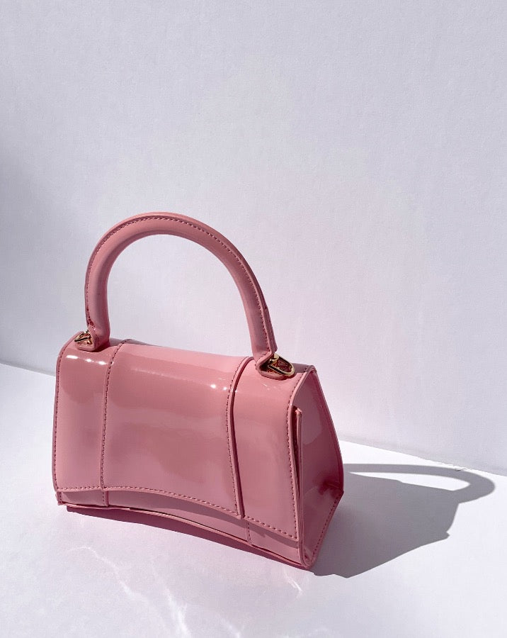 Pink Patent Top Handle Bag