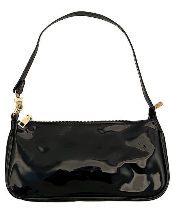 Patent Black Baguette Bag