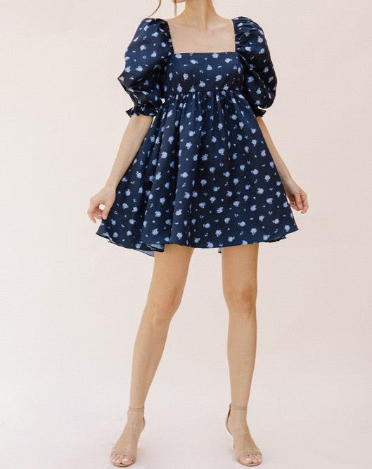 Blue Roses Baby Doll Dress