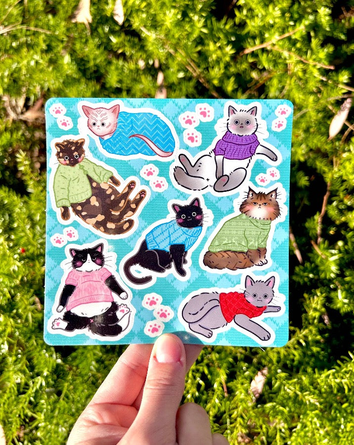 Cats in Sweaters Sticker Sheet