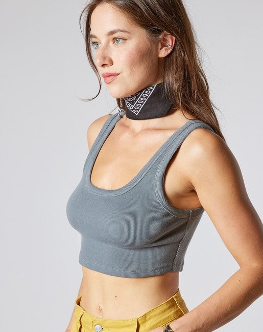 Grey Baby Rib Cropped Tank