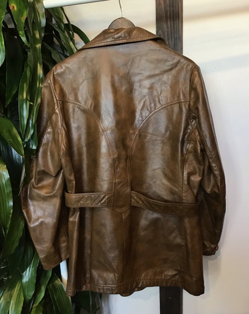 Vintage Caramel Leather Blazer
