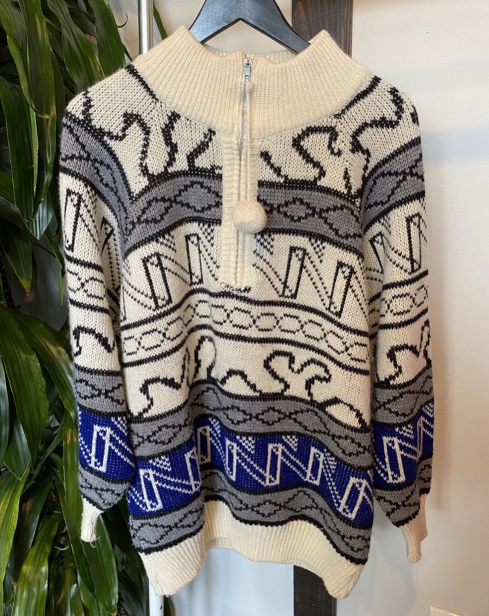 Vintage Quarter Zip Knit Sweater