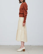 Tiered Corduroy Midi Skirt