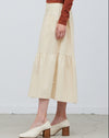 Tiered Corduroy Midi Skirt