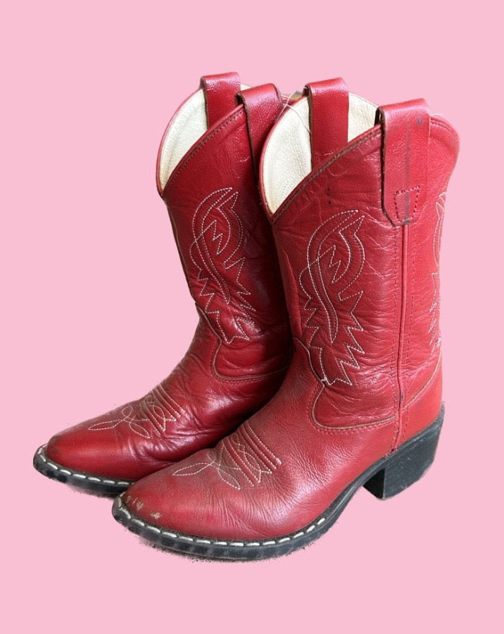 Vintage Kids Red Cowboy Boots